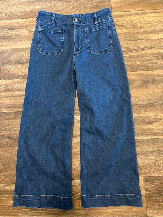 Maeve Denim - Maeve Dark Blue Wide Leg Jeans from Anthropologie